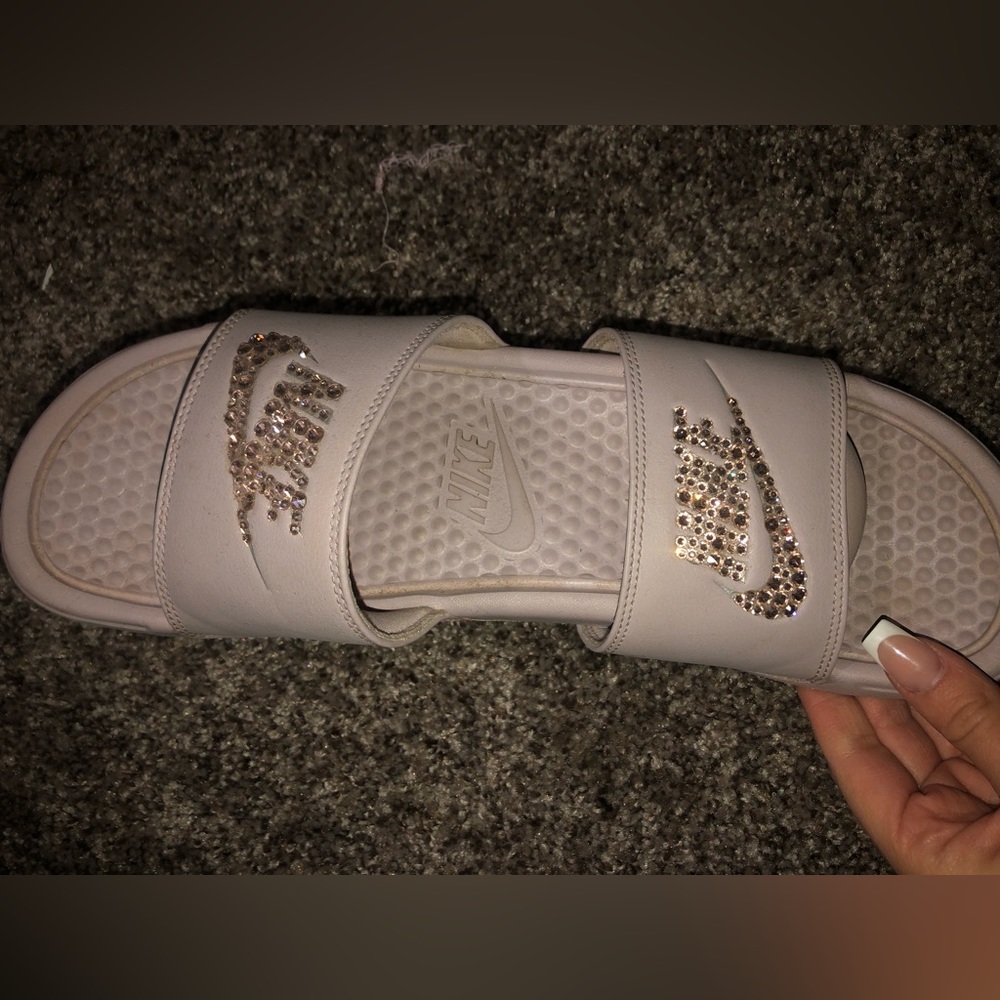 Rhinestone Lavender Nike Slides